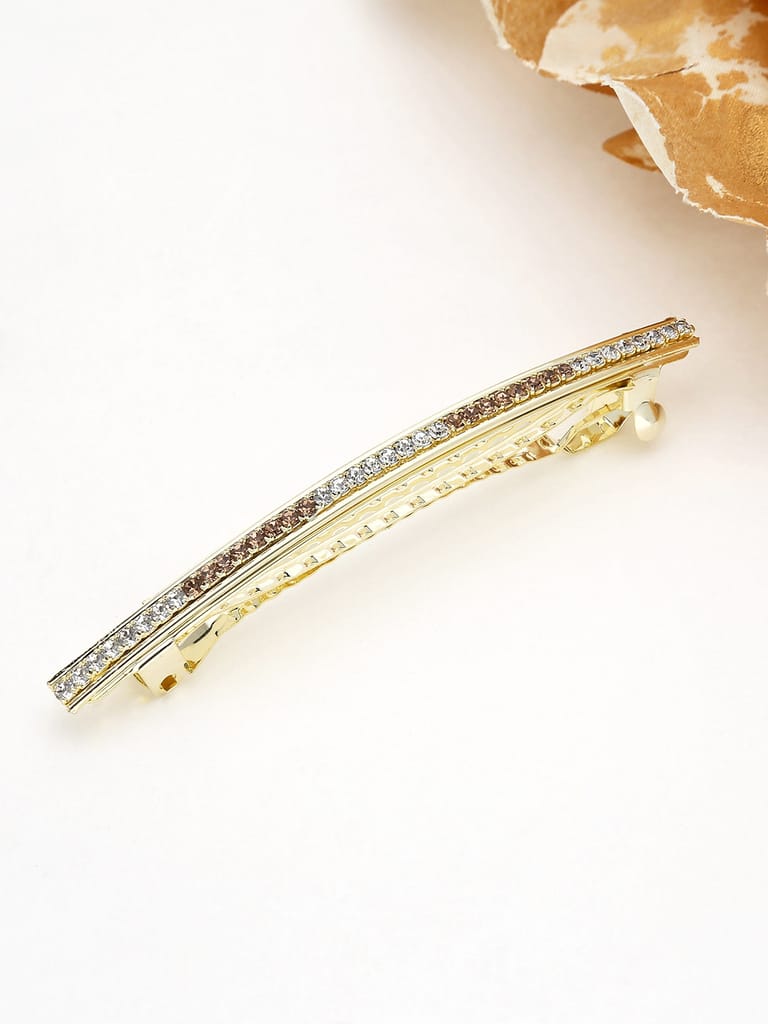 One Line Setting Stone Hair Clip in Gold finish - 1935LWGO