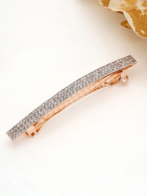 Three Line Setting Stone Hair Clip in Rose Gold finish - 1937RG