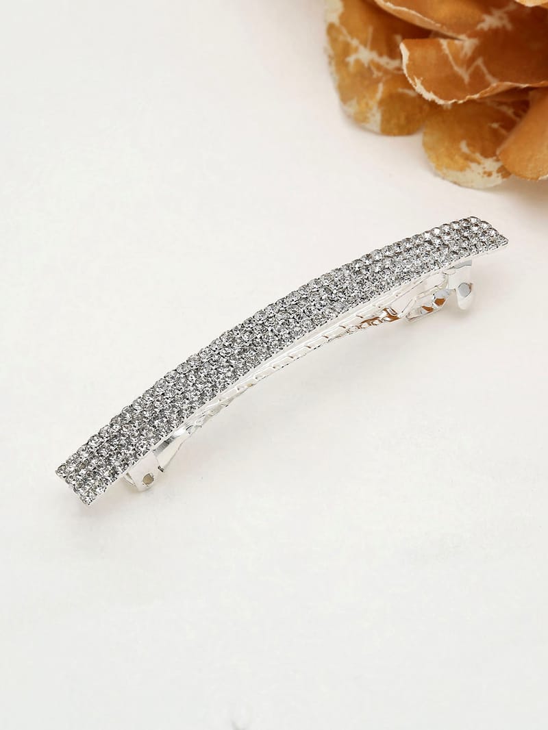 Four Line Setting Stone Hair Clip in Rhodium finish - 1939RO