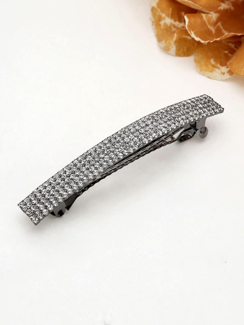 Five Line Setting Stone Hair Clip in Black Rhodium finish - 1940BL