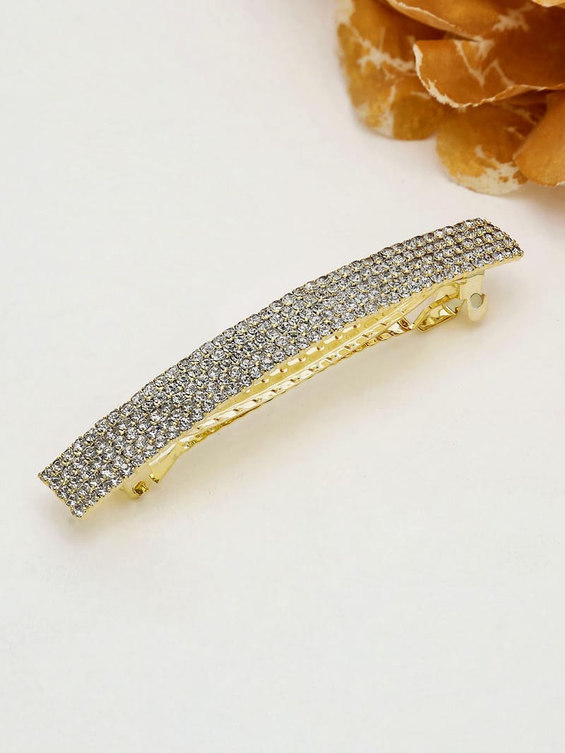 Five Line Setting Stone Hair Clip in Gold finish - 1940GO