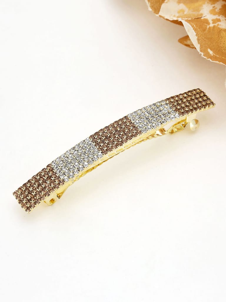 Five Line Setting Stone Hair Clip in Gold finish - 1940LWGO