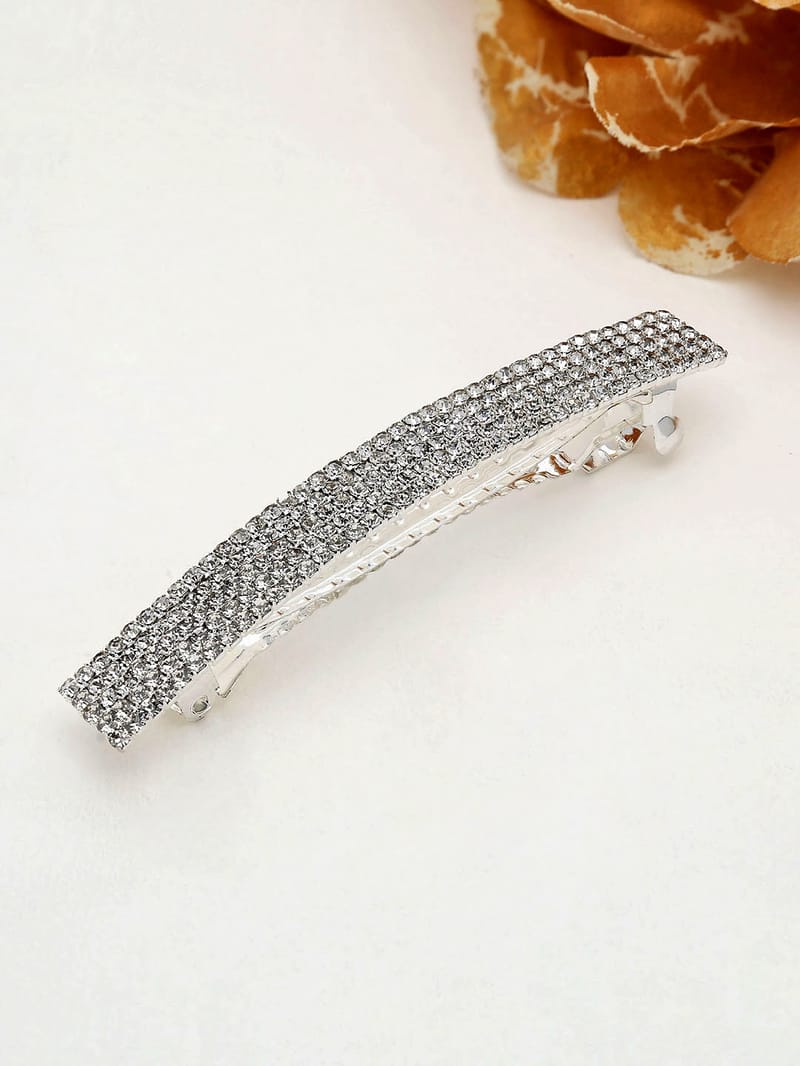 Five Line Setting Stone Hair Clip in Rhodium finish - 1940RO