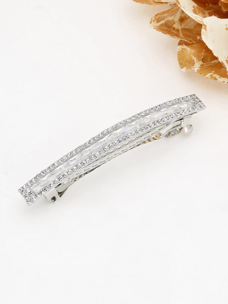 Fancy Hair Clip in Rhodium finish - 2078RO