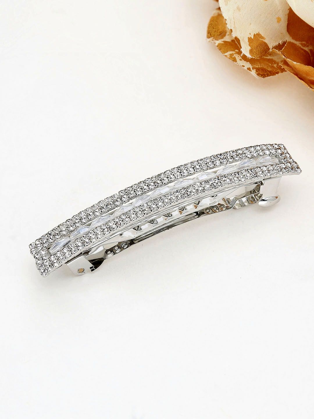 Fancy Hair Clip in Rhodium finish - 2084RO