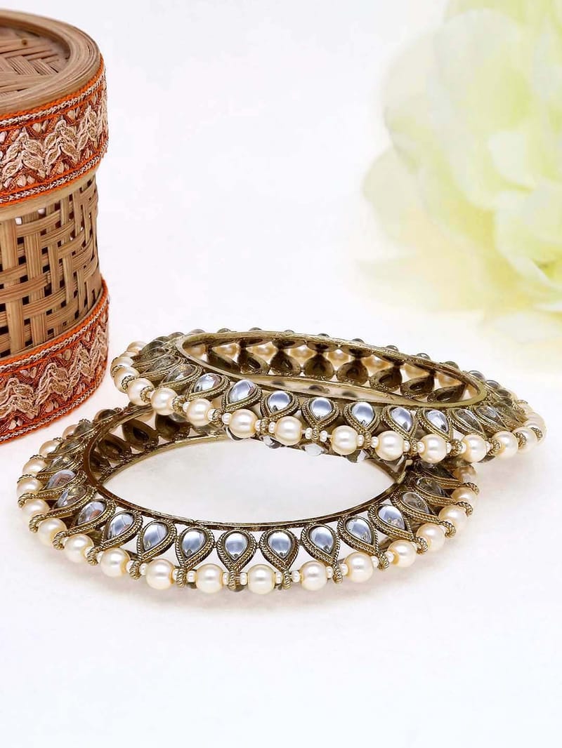 Reverse AD Bangles in Mehendi finish - 1341