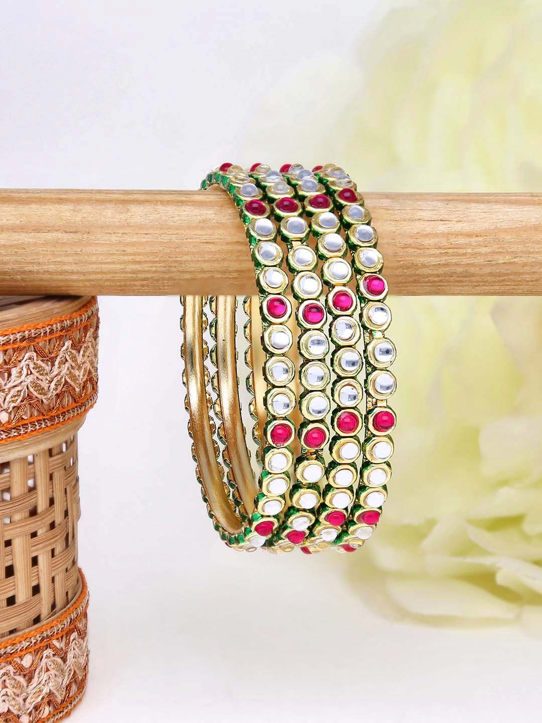 Kundan Bangles in Gold finish - 666RU