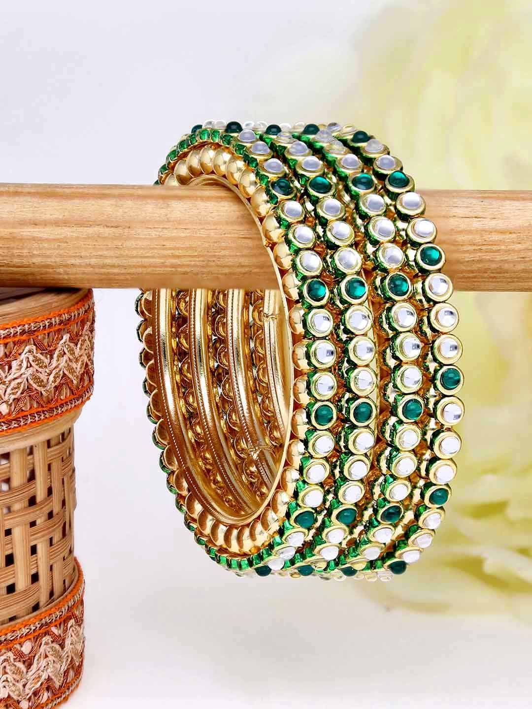 Kundan Bangles in Gold finish - 777GR