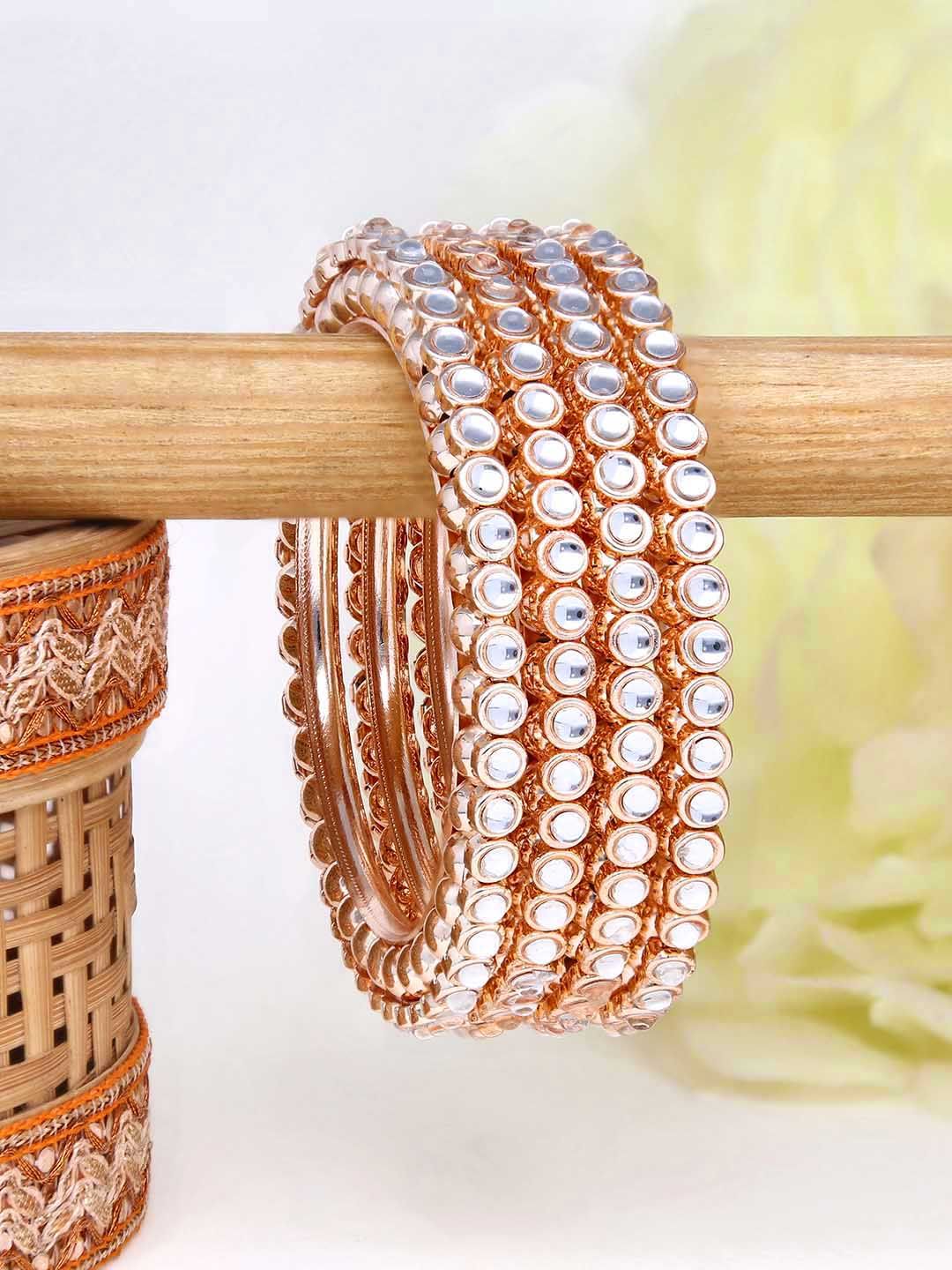 Kundan Bangles in Rose Gold finish - 777RG