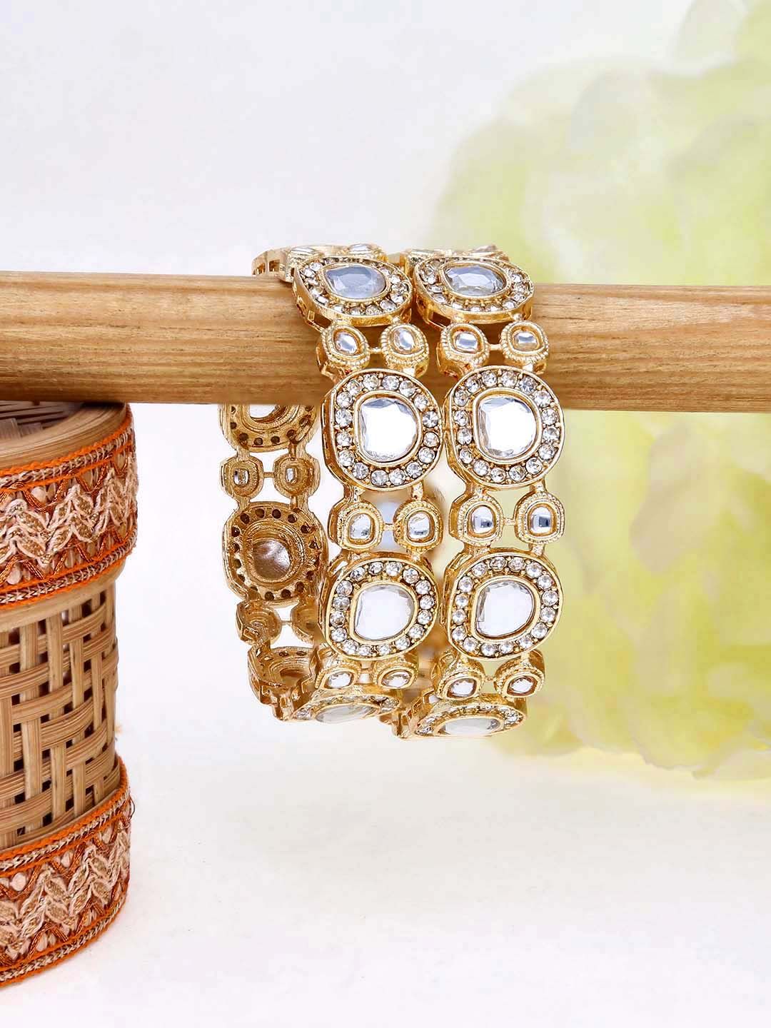 Kundan Bangles in Gold finish - 21318