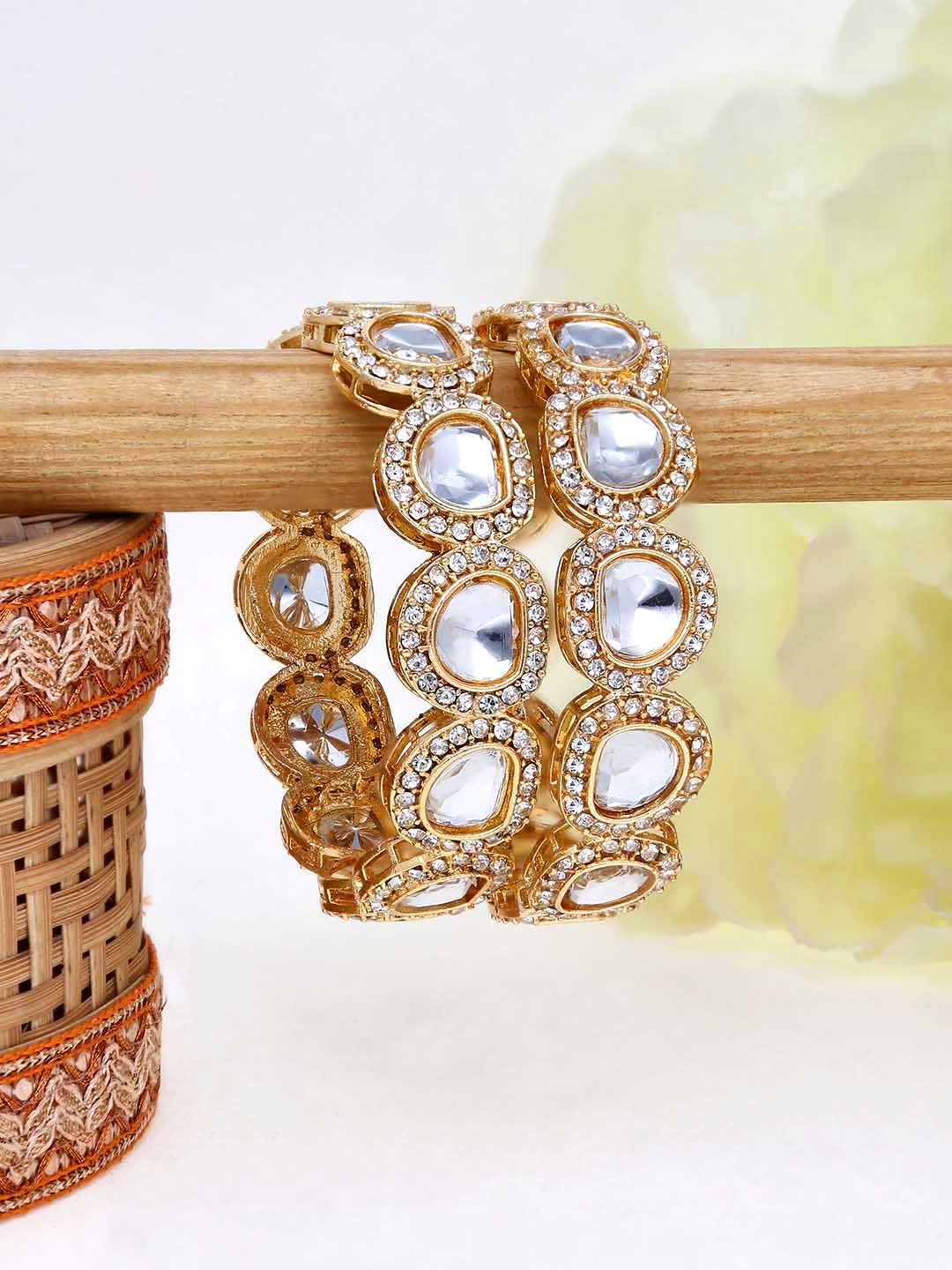 Kundan Bangles in Gold finish - 21356
