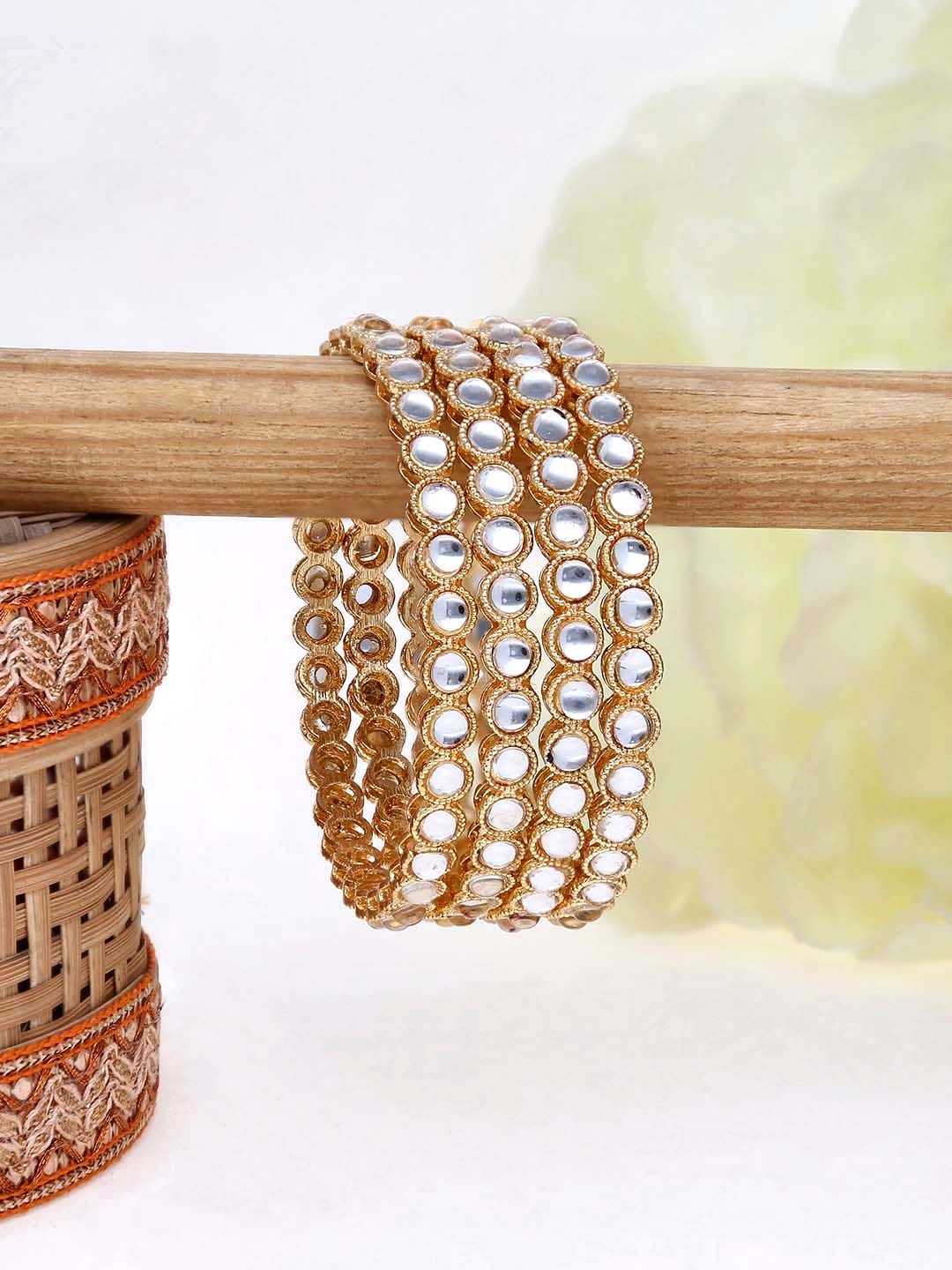 Kundan Bangles in Gold finish - 9925