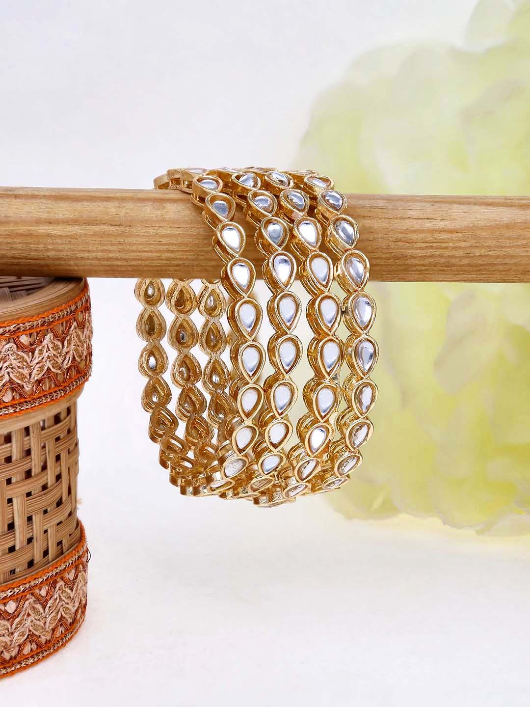 Kundan Bangles in Gold finish - 3309