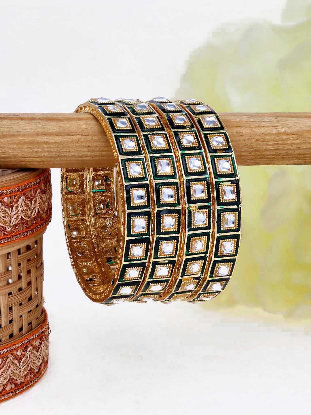 Kundan Bangles in Gold finish - 21018