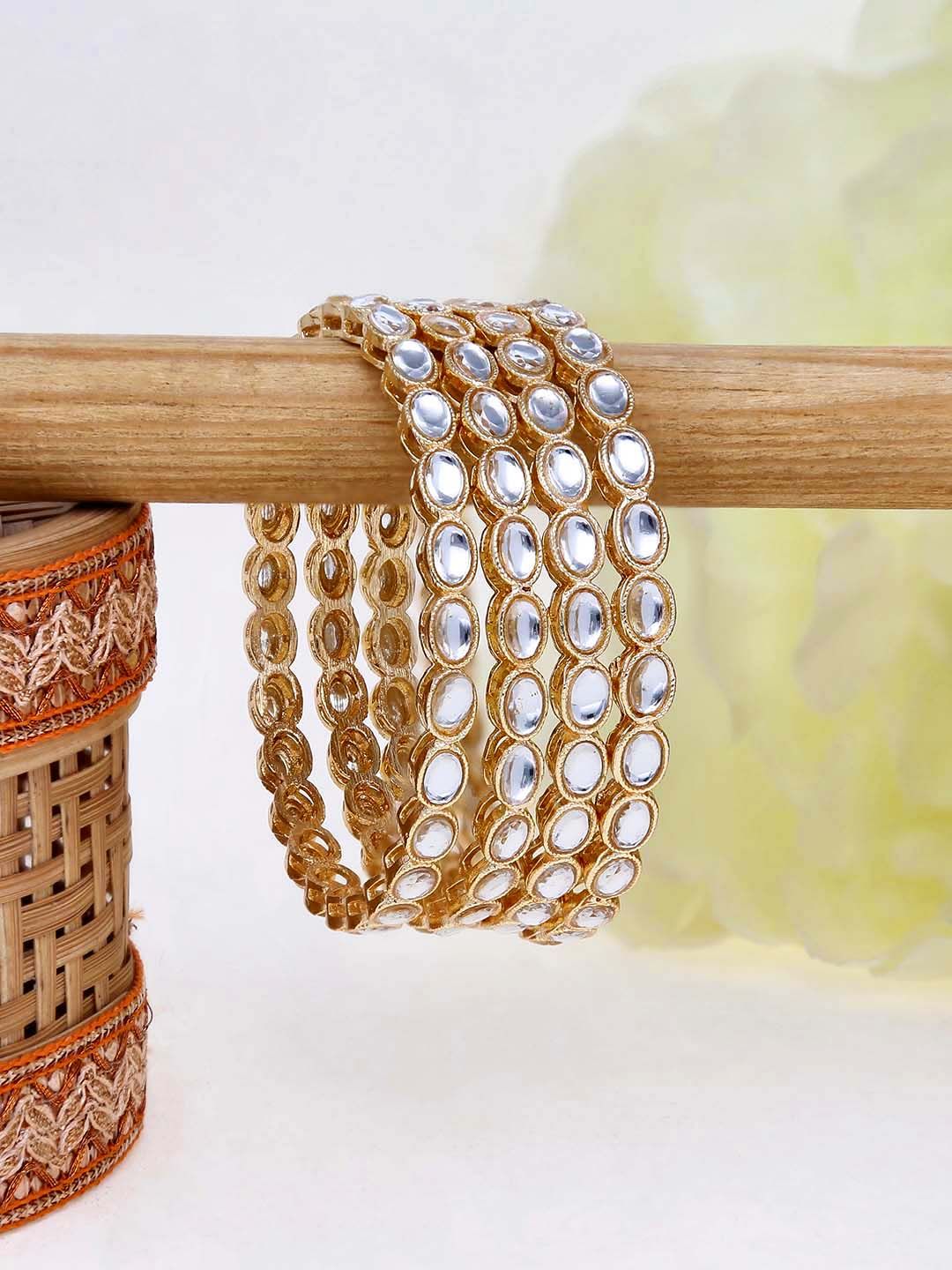 Kundan Bangles in Gold finish - 21087
