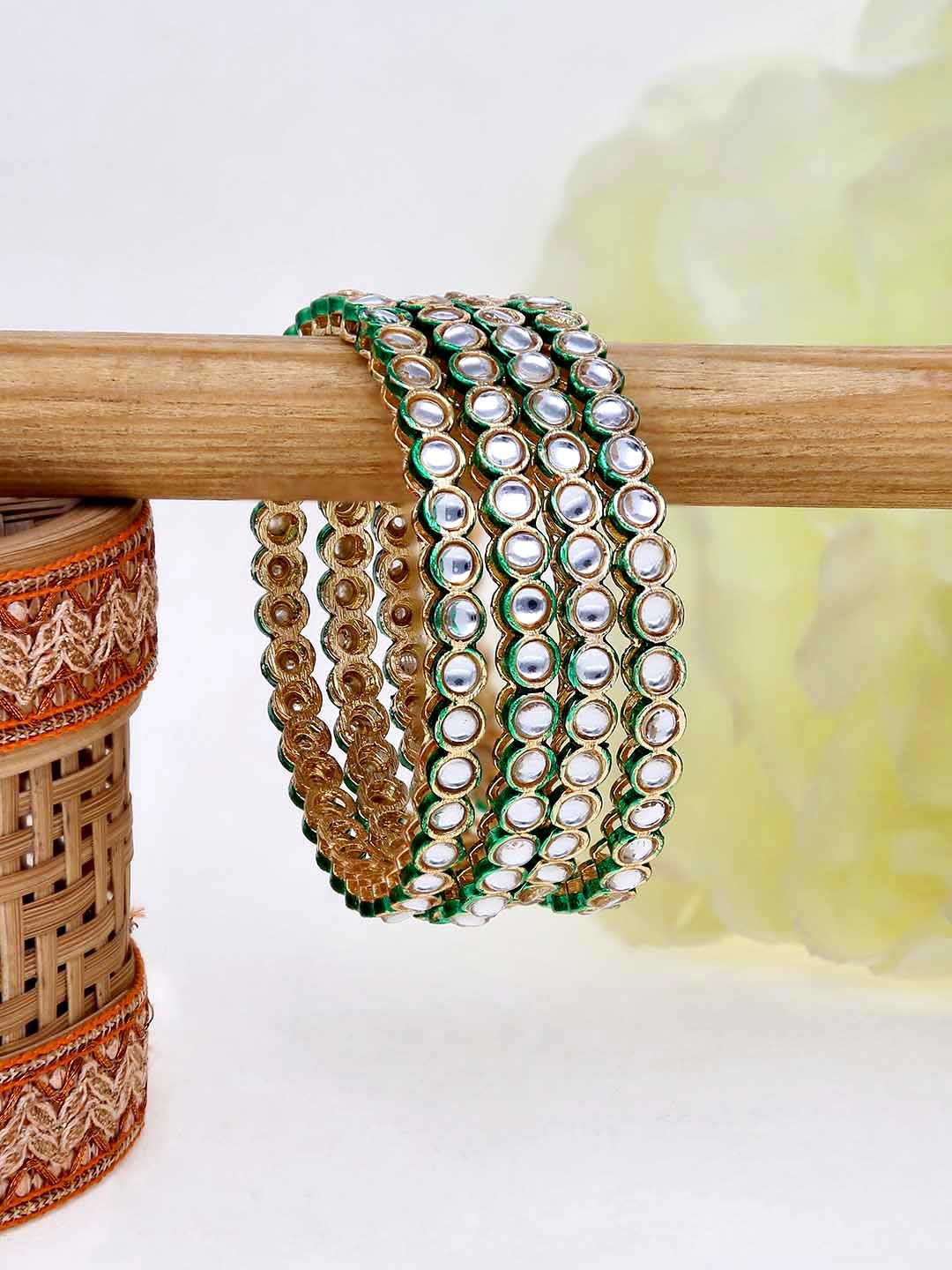 Kundan Bangles in Gold finish - 21208
