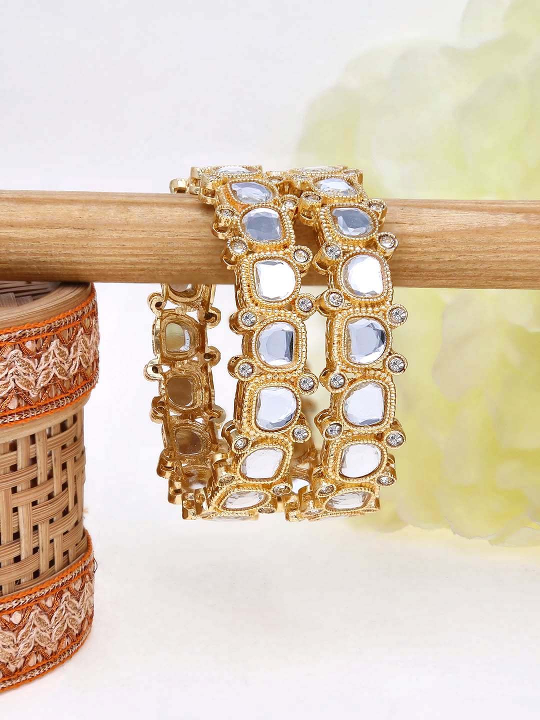 Kundan Bangles in Gold finish - 21332