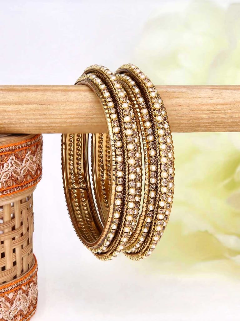 Traditional Bangles in Gold finish - 1311Moti/Lct
