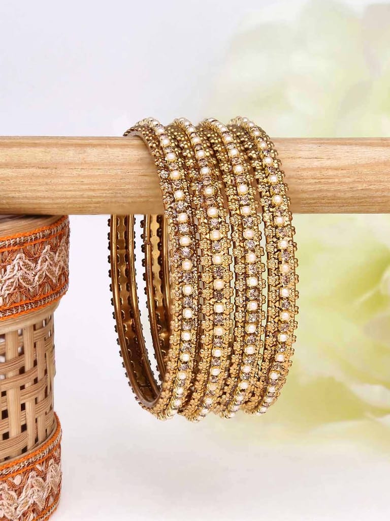 Traditional Bangles in Gold finish - 1465Moti/Lct