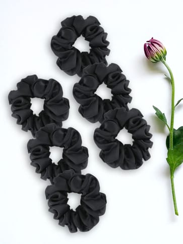 Satin Scrunchies in Black color - 48BK