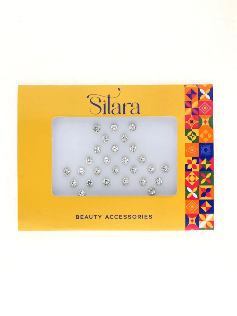 Traditional Bindis in Silver with White Stone - D302
