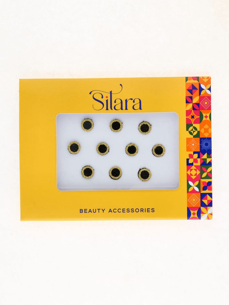 Bindis with Zari Border in Black color - D312