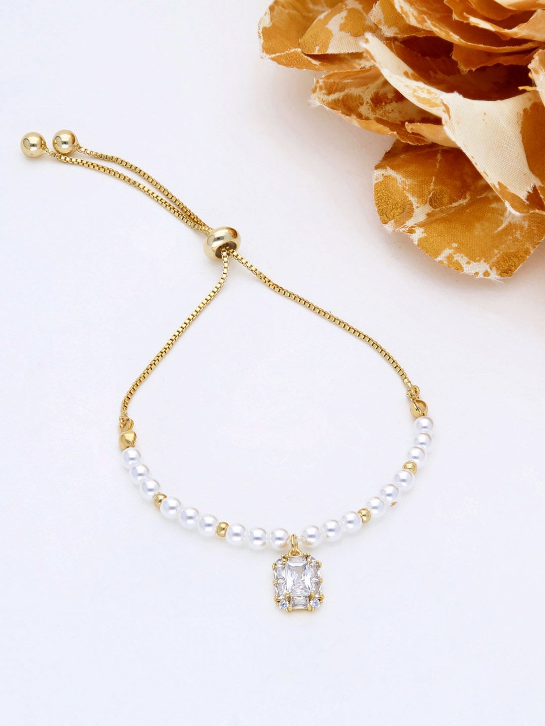 AD / CZ Loose / Link Bracelet in Gold finish - THF563