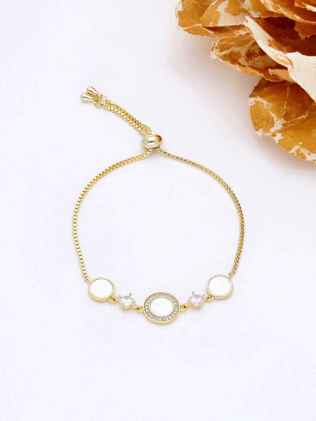 AD / CZ Loose / Link Bracelet in Gold finish - THF567