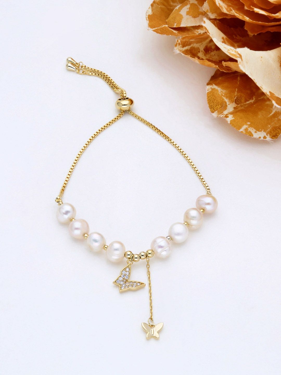 AD / CZ Loose / Link Bracelet in Gold finish - THF566