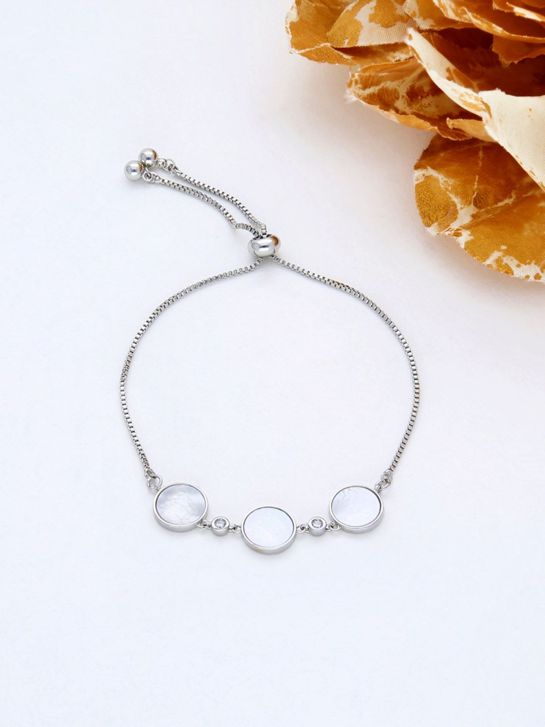 AD / CZ Loose / Link Bracelet in Rhodium finish - THF568
