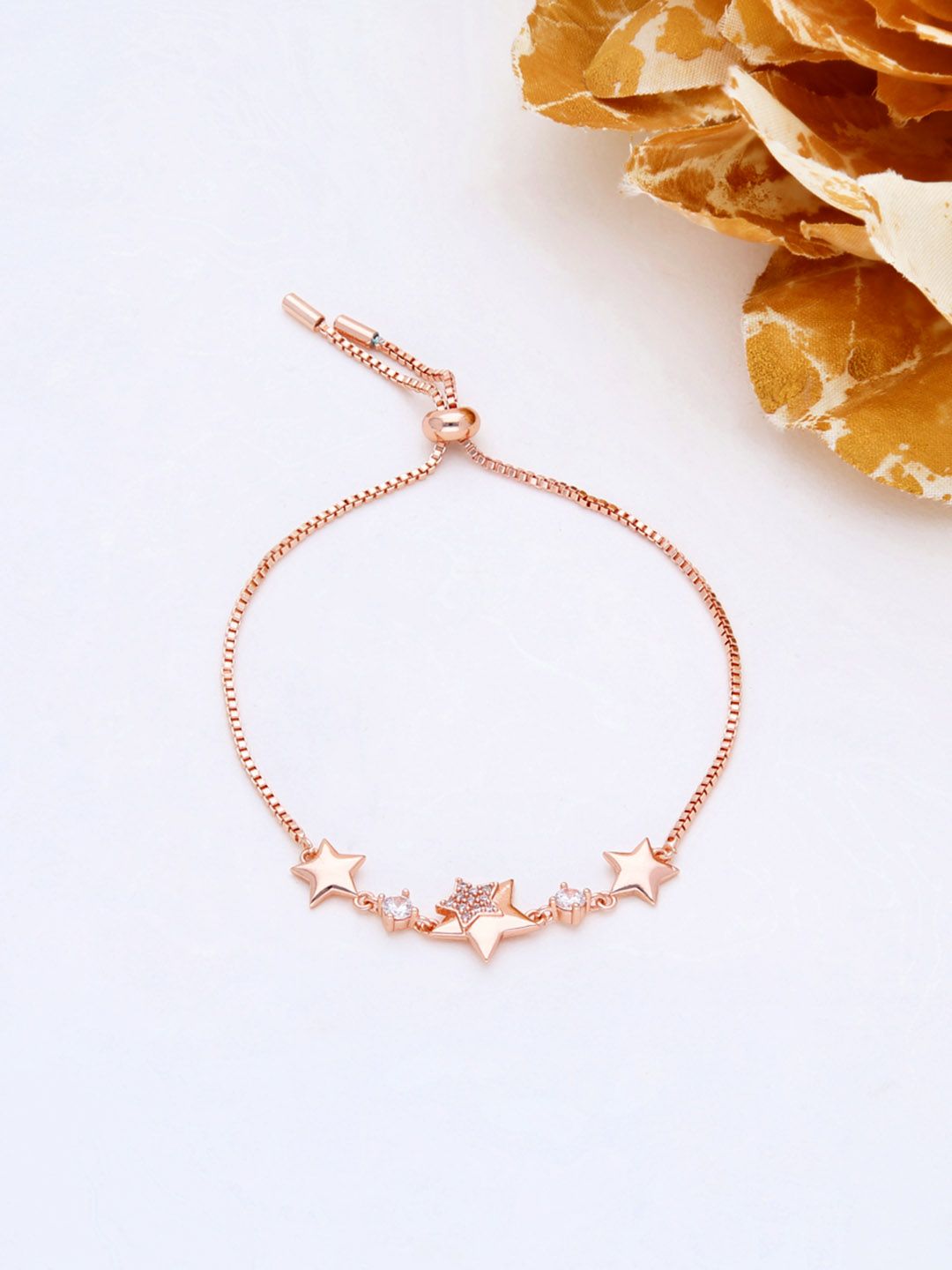 AD / CZ Loose / Link Bracelet in Rose Gold finish - THF574