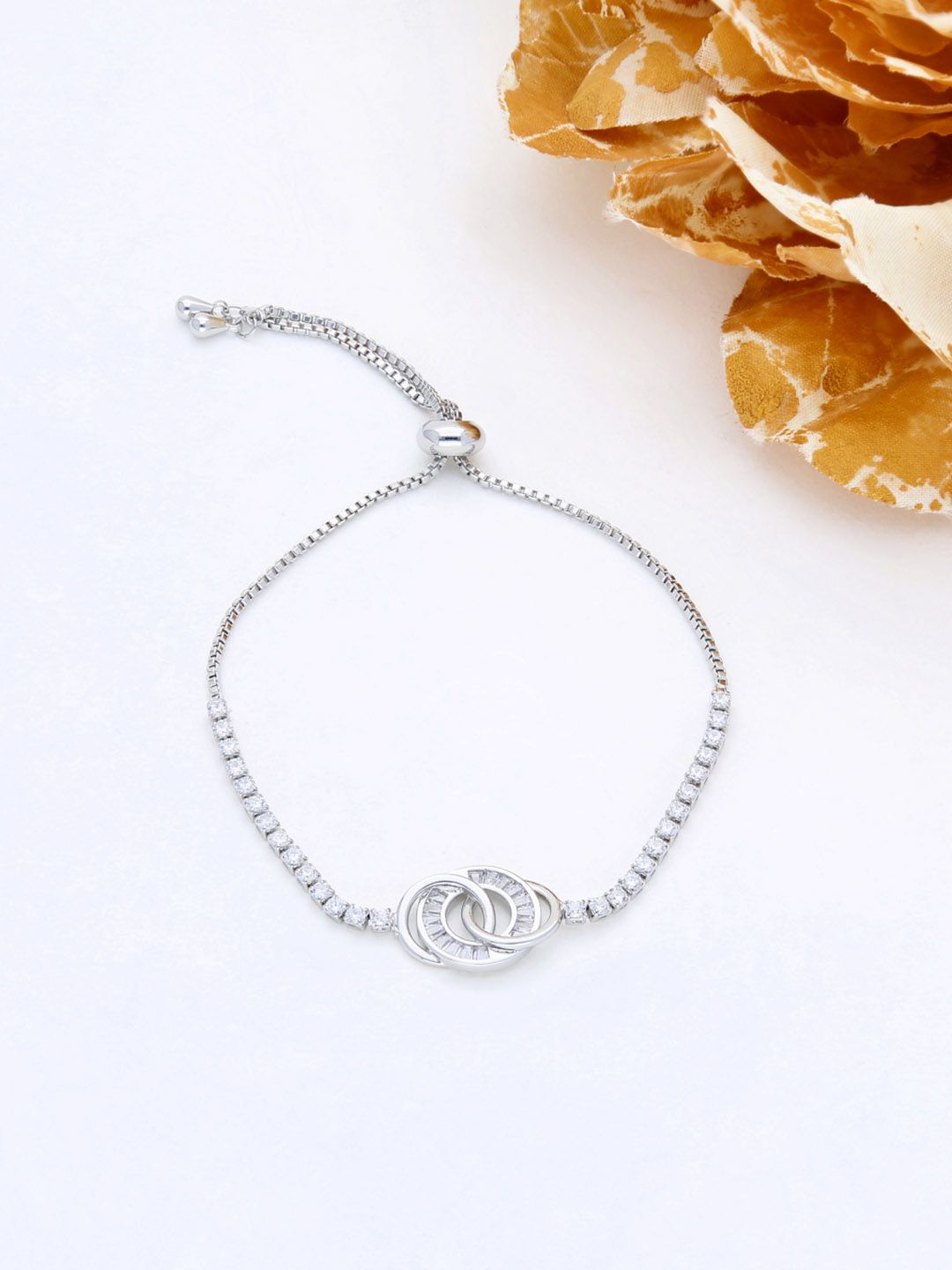AD / CZ Loose / Link Bracelet in Rhodium finish - THF576