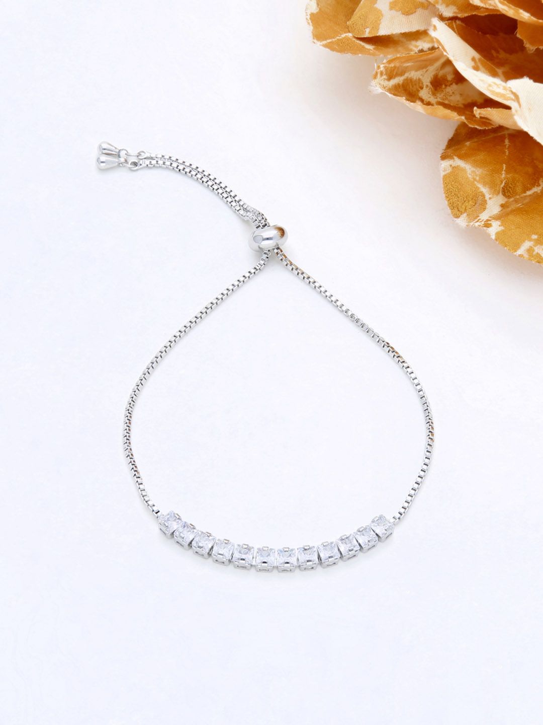 AD / CZ Loose / Link Bracelet in Rhodium finish - THF577