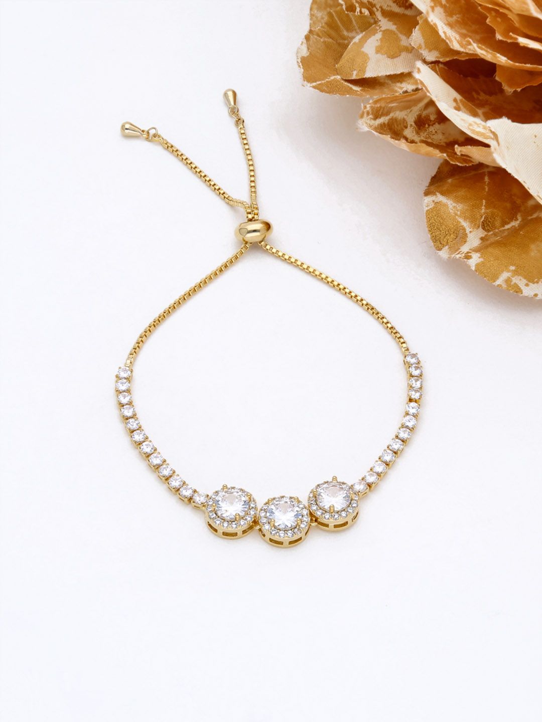 AD / CZ Loose / Link Bracelet in Gold finish - THF580