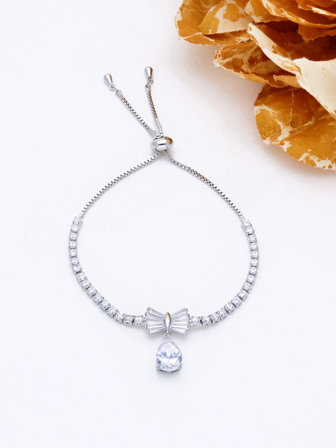AD / CZ Loose / Link Bracelet in Rhodium finish - THF582