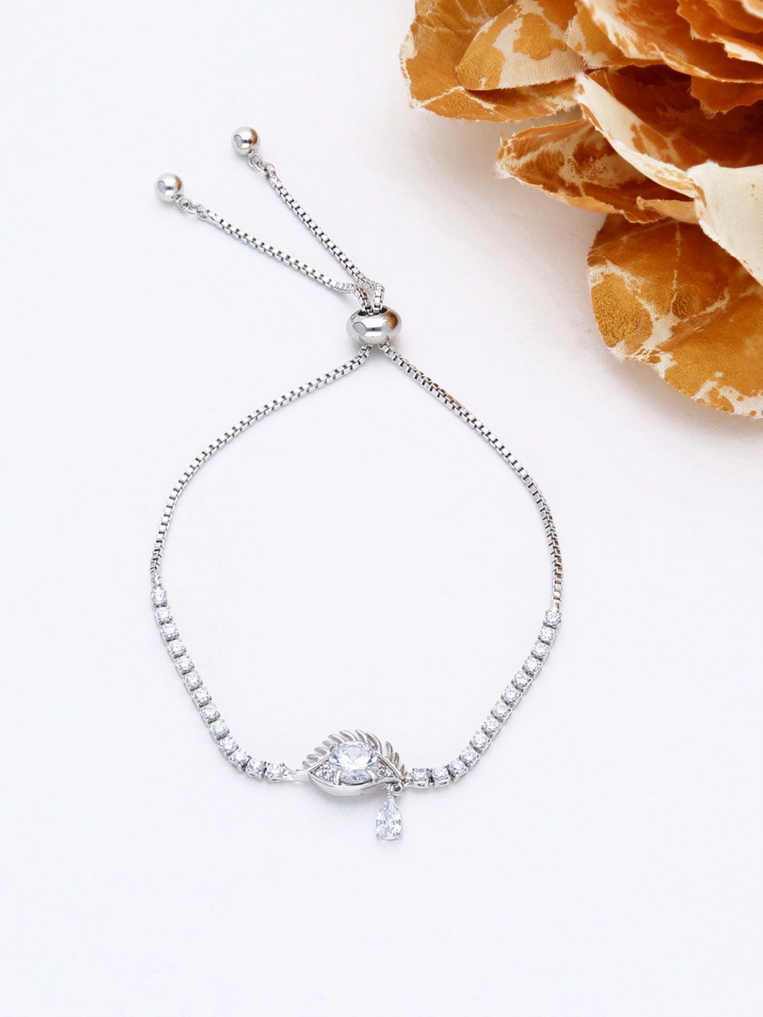 AD / CZ Loose / Link Bracelet in Rhodium finish - THF586