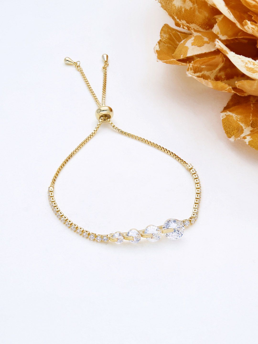 AD / CZ Loose / Link Bracelet in Gold finish - THF589