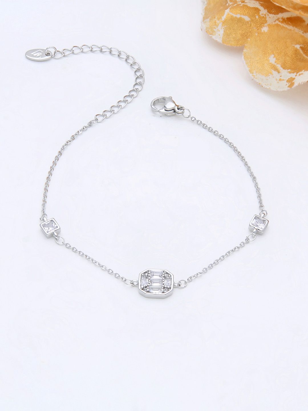 AD / CZ Loose / Link Bracelet in Rhodium finish - THF595