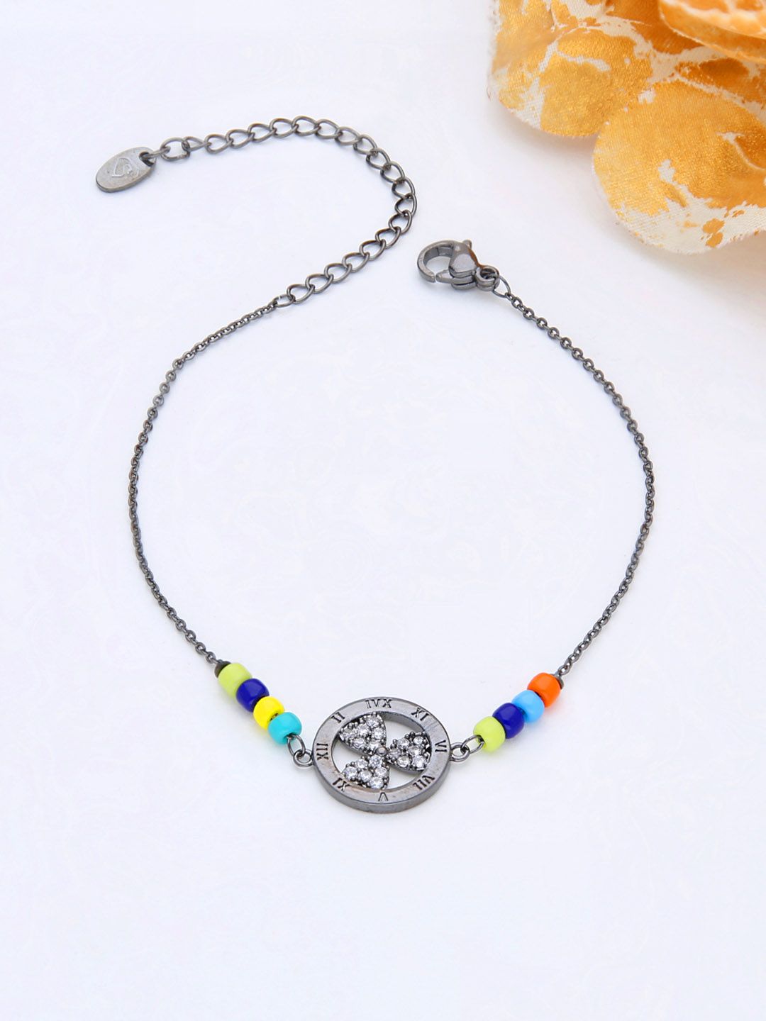 AD / CZ Loose / Link Bracelet in Black Rhodium finish - THF599