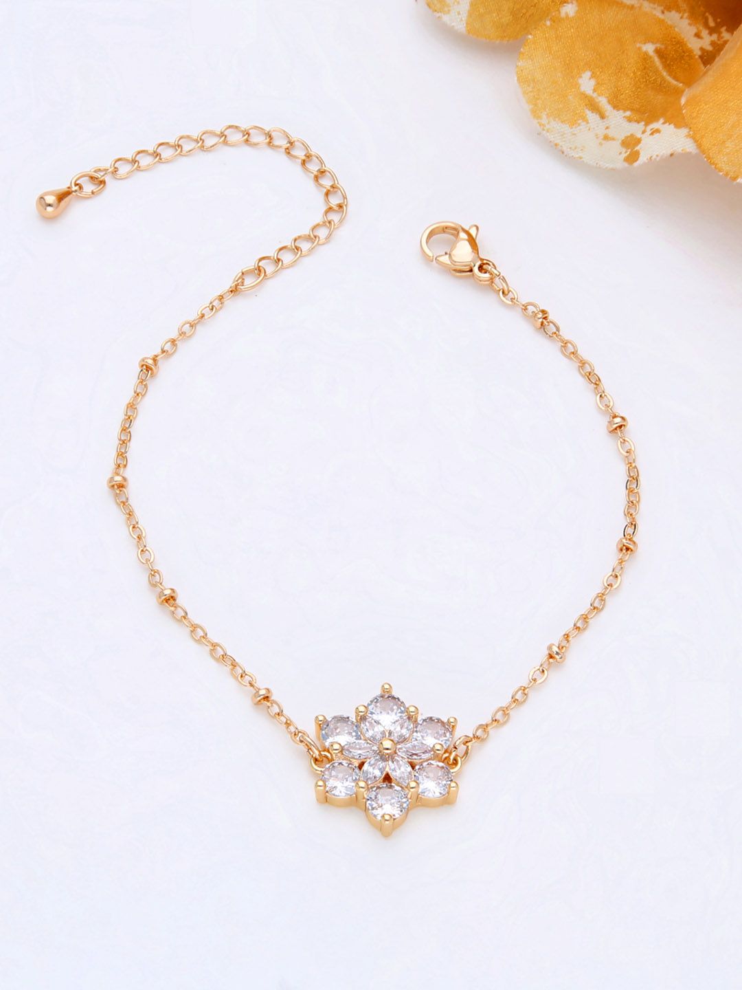 AD / CZ Loose / Link Bracelet in Gold finish - THF600