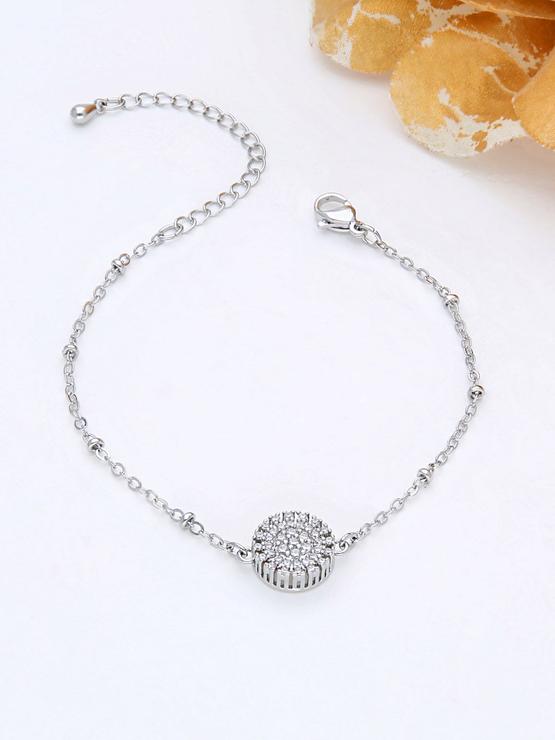 AD / CZ Loose / Link Bracelet in Rhodium finish - THF605
