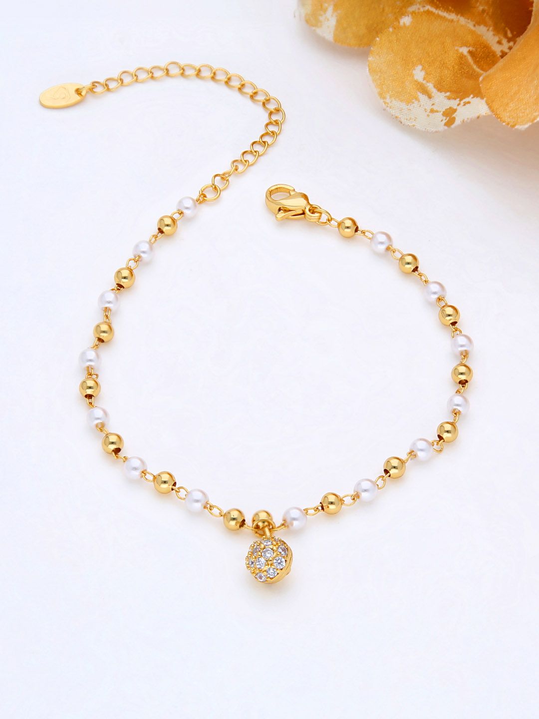 AD / CZ Loose / Link Bracelet in Gold finish - THF608