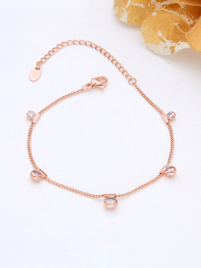 AD / CZ Loose / Link Bracelet in Rose Gold finish - THF607