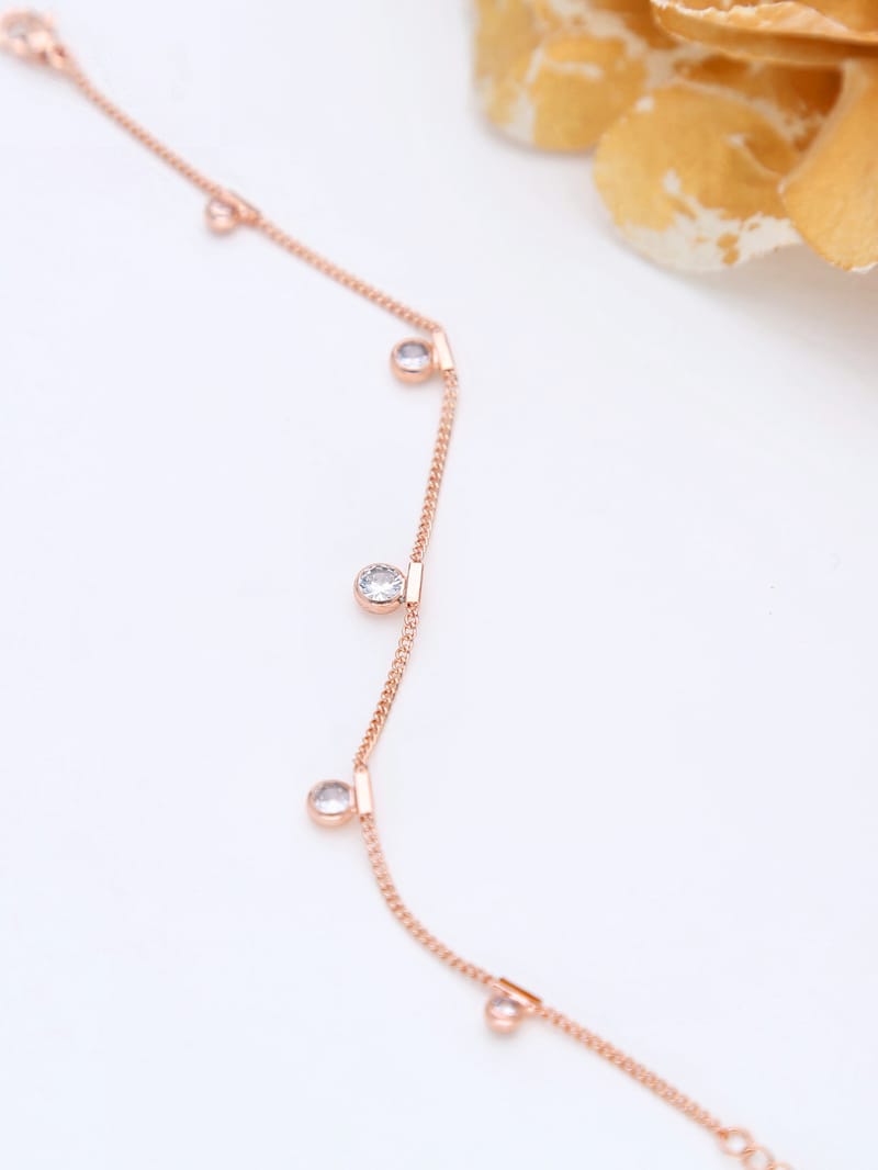 AD / CZ Loose / Link Bracelet in Rose Gold finish - THF607