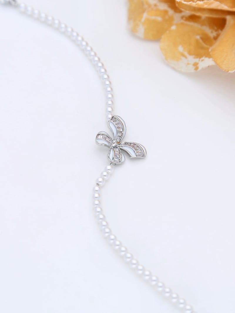 AD / CZ Loose / Link Bracelet in Rhodium finish - THF609