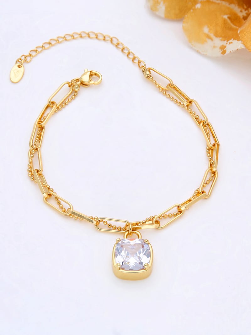 AD / CZ Loose / Link Bracelet in Gold finish - THF611