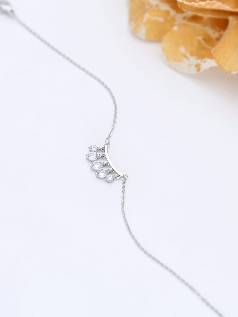 AD / CZ Loose / Link Bracelet in Rhodium finish - THF610