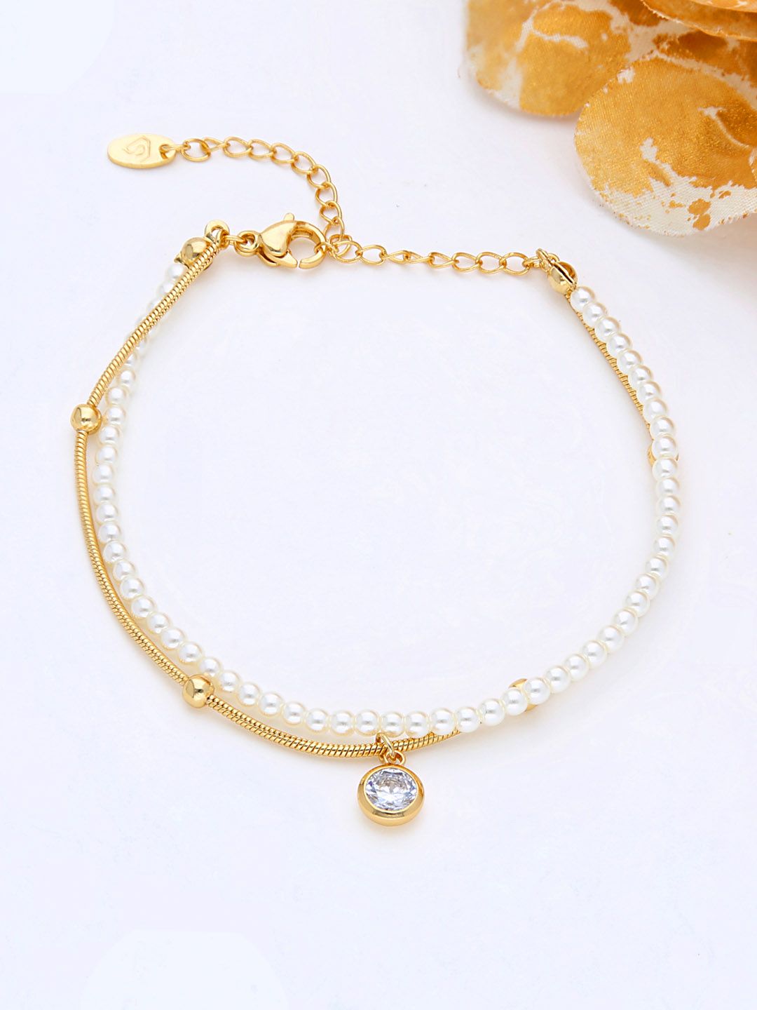 AD / CZ Loose / Link Bracelet in Gold finish - THF612