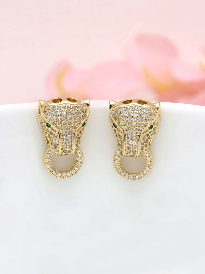 AD / CZ Dangler Earrings in Gold finish - THF897