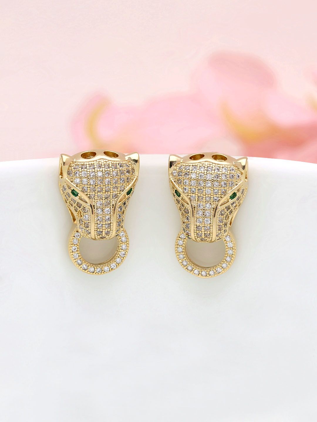 AD / CZ Dangler Earrings in Gold finish - THF897